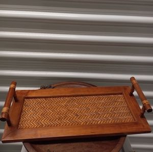 Pier 1 Wood Handle Serving/Vanity Tray